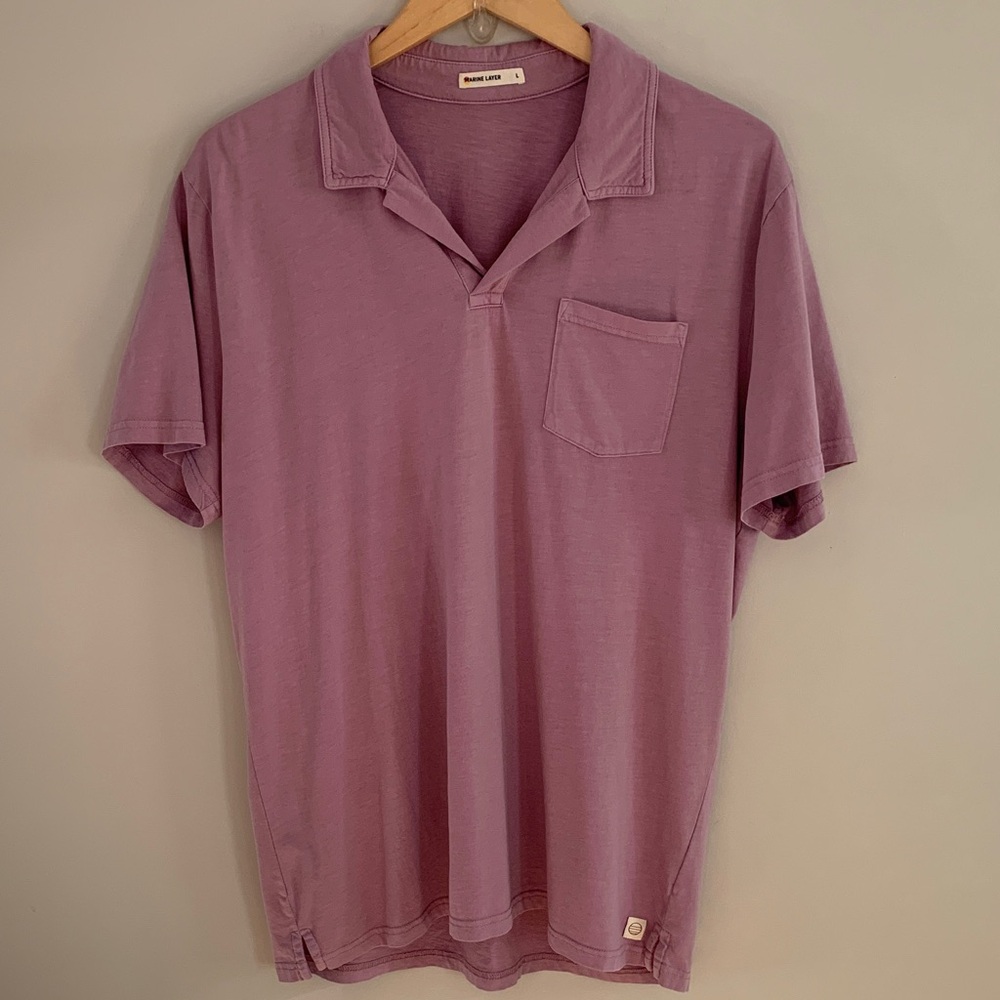Marine Layer Men’s Sea Change Cotton Polo Shirt Size Large Light Purple